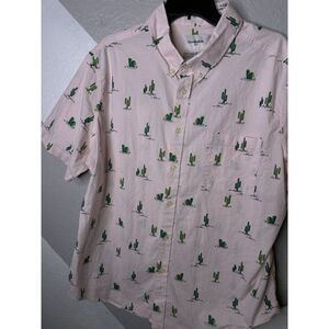 Goodfellow Mens Size XL Slim Button Front Cactus Short Sleeved Shirt